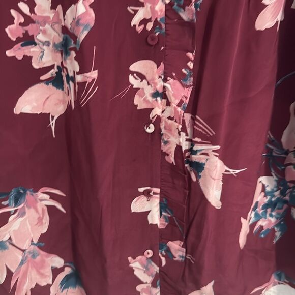 Daniel Rainn- maroon floral chifon blouse- Size XXL - Picture 5 of 7